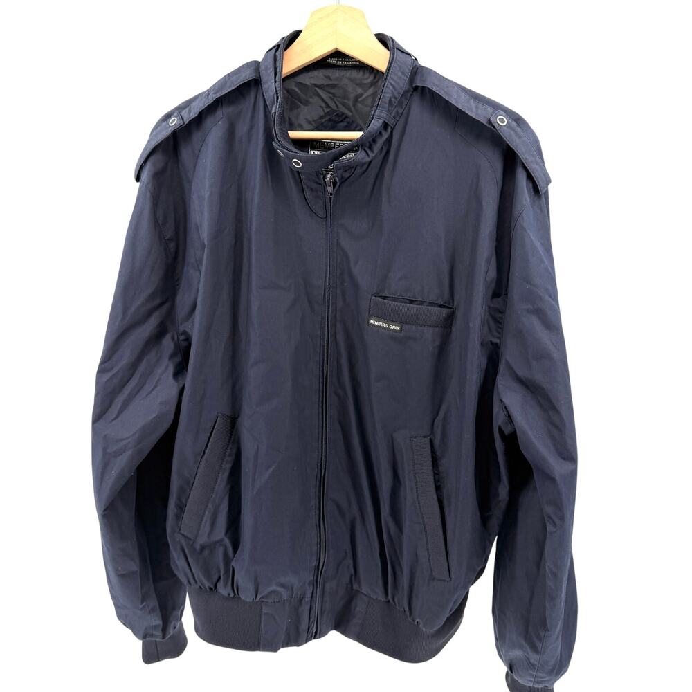 Vintage 80s Members Only Navy Blue Iconic Racer Jacket